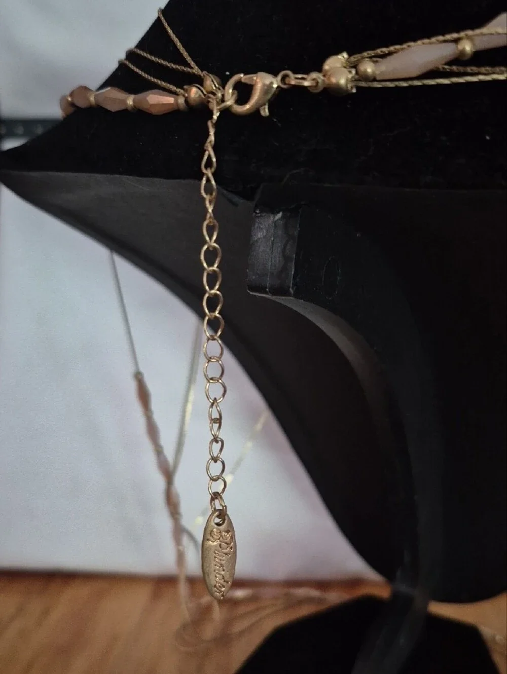 Gold Layered Necklace with Pink Beaded Strand
